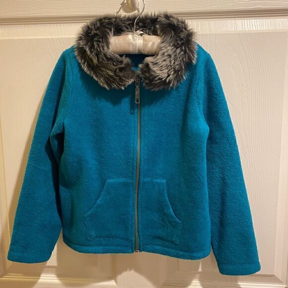 Gymboree snowflake fun fur collar zip up sweater jacket - Picture 2 of 5